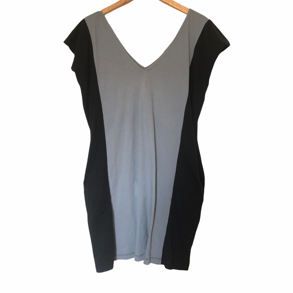 TONLE Shift Short Sleeve Midi Dress Black Gray Sustainable Recycled Size Small - Picture 2 of 10